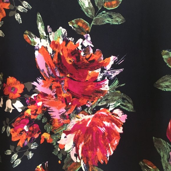 Floral A-line Dress on a Navy Background - Picture 4 of 5